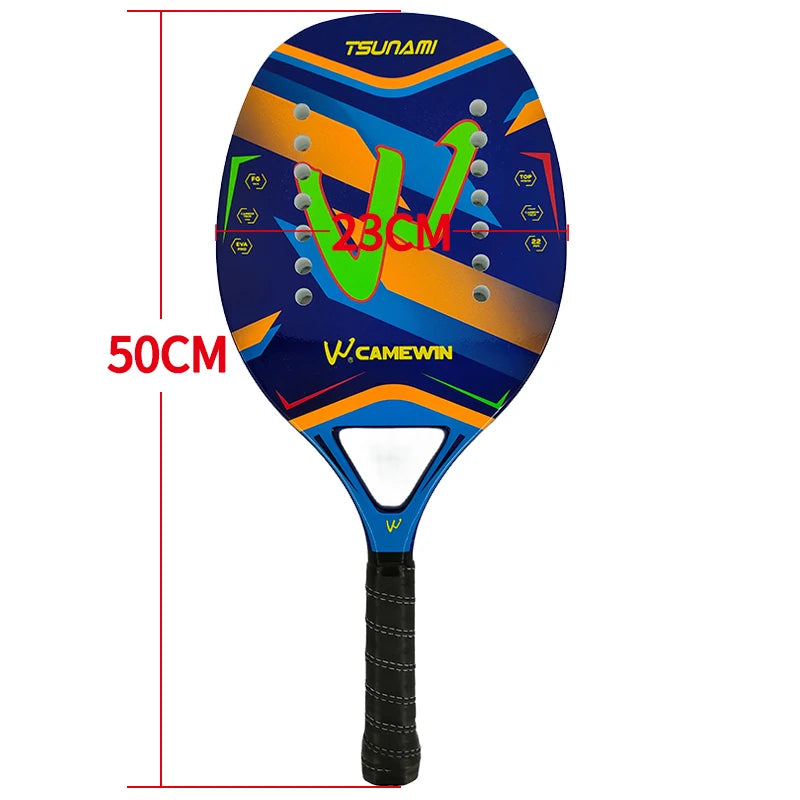 Camewin Beach-Tennisschläger 50% Carbon-Innenkern EVA-Schaum-Faser Mit Schutzhülle Hochwertiger Tennisschläger Neu 2024