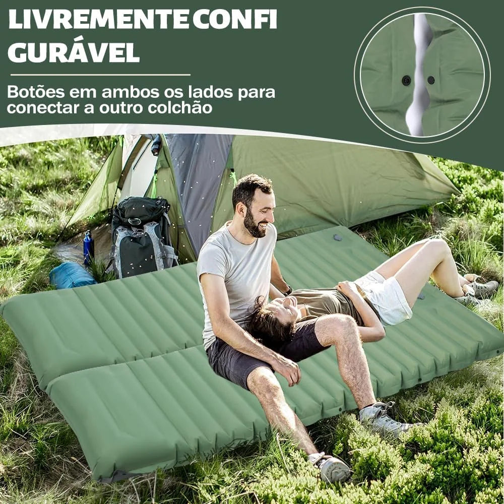 Extra dickes, 10 cm hohes Camping-Schlafpolster, selbstaufblasende Outdoor-Campingmatten, miteinander verbindbares Schlafpolster zum Wandern und Angeln
