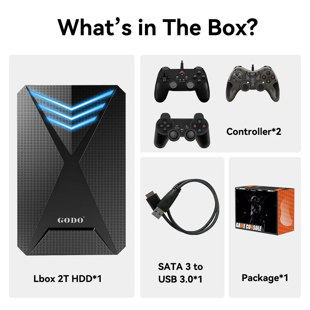 Launchbox 2T Spiele-Festplatte für PS4/PS3/PS2/Wii/WiiU/GAMECUBE etc. mit über 4200 3D/PC-Spielen, tragbare Spielekonsole für Laptops