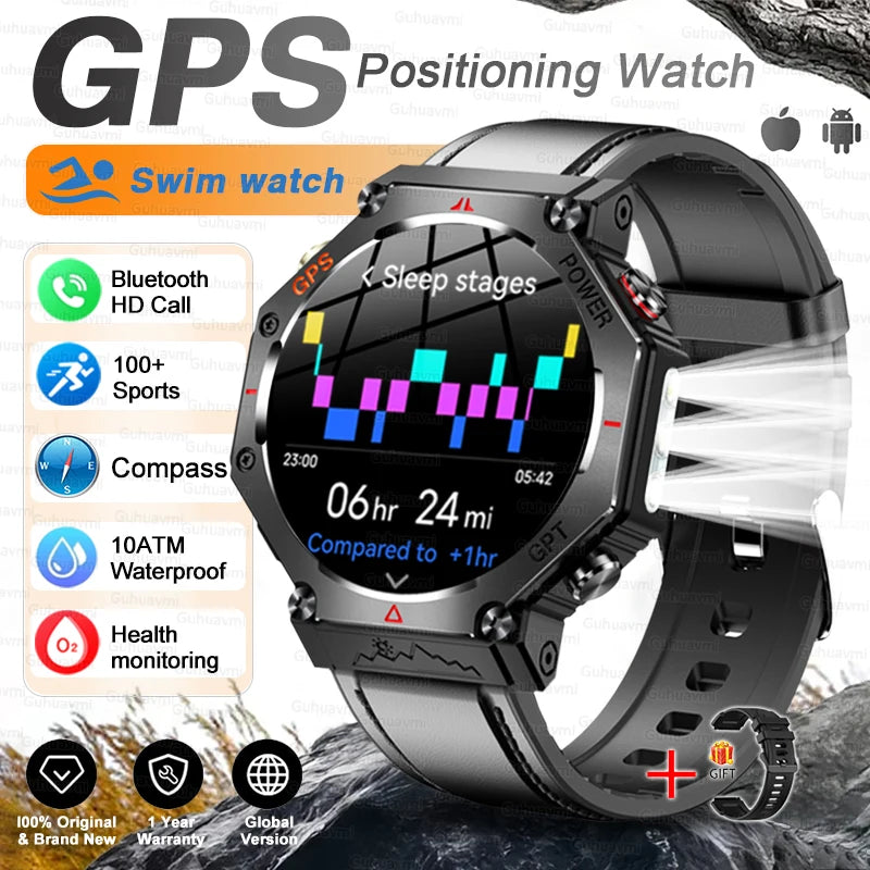 T-Rex 3 Ultra Militärische GPS-Smartwatch 10ATM Wasserdicht Kompass Höhenmesser Barometer AMOLED Herren HD Anruf Sport-Smartwatch