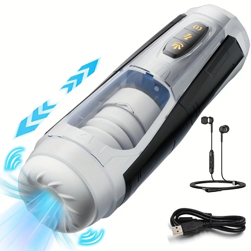 7 stoßende & vibrierende Stimulationsmodi, männlicher Masturbator Cup, realistischer 3D-Ärmel für männliche Masturbation, Penistraining, 18+
