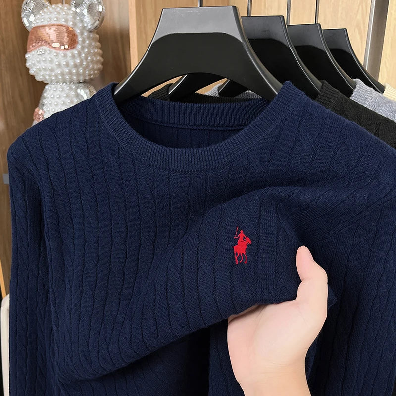 Luxus Herrenmarke Frühling Hochwertiger Strickpullover Rundhals Jacquard-Stickerei Langarm Pullover Freizeit Mode Herren C