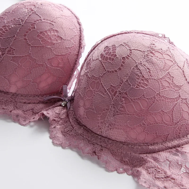 1 Set Elegantes Dessous-Set aus Spitze mit Stickerei und atmungsaktivem Stoff: Push-Up-BH, transparenter Schlüpfer mit tiefem Bund – das ultimative Valentinstagsgeschenk