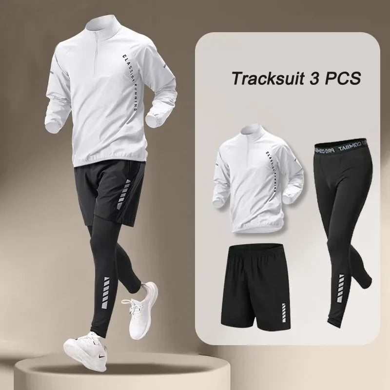 2026 Frühling Herren schnelltrocknender Jackenanzug 1-4-teilig Outdoor Fitness Lauf-Sets Sporthosen Trainingskleidung Sportbekleidung