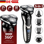 Elektrorasierer-Set Professioneller Rasierer Wasserdicht Bart Nasen-Gesichtshaartrimmer Rotierende 3D-schwimmende Rasur Wiederaufladbar für Männer