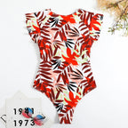 2024 Mode Kurzes Kleid Einteiliger Badeanzug Reißverschluss Badeanzug Sexy Bikini Damen Verdickte Bedruckte Badebekleidung Strandmode Sommer