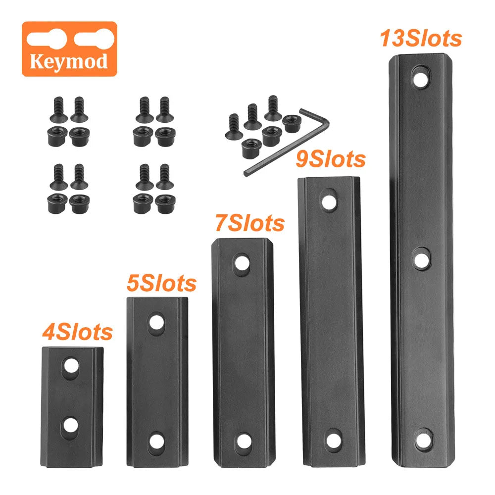 Jagd Taktische Picatinny Schiene 3-13 Slots 20mm Aluminium Schienenadapter Halterung für Keymod / M-LOK System Handschutz Zielfernrohr Montagebasis