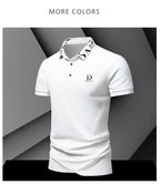 Sommer Herren-Poloshirt modisches Eisseide schnell trocknendes Kurzarm-T-Shirt einfarbig locker sitzendes Businesskragen-Oberteil
