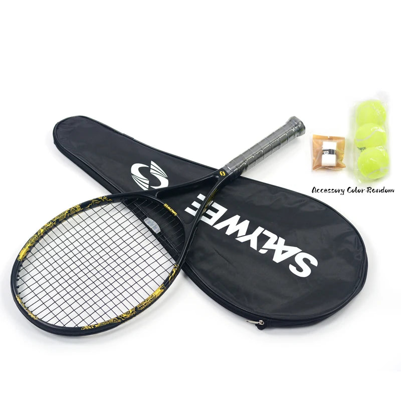 Golden-Dragon Carbonfaser Tennisschläger für Erwachsene, ideal für Fortgeschrittene, Drachen-Design im chinesischen Stil, 50–60 lbs, Gratis-Geschenke
