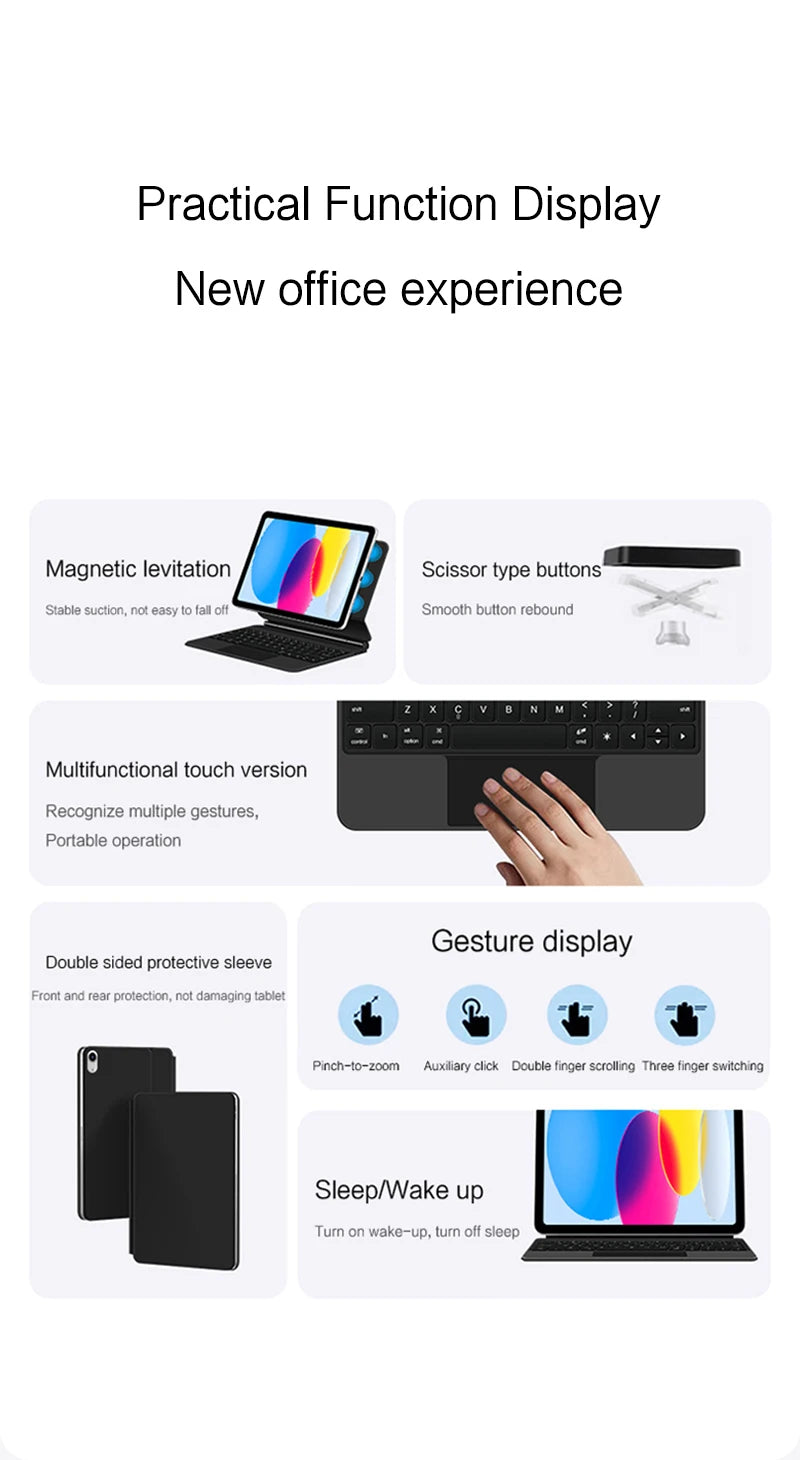 TouchPad Magic Keyboard für iPad Air 11 13 M4 2026 M3 M2 iPad 10 10. Gen. Air 4 5 6 iPad Pro 11 12,9 13'' M5 M4 Smart Cover Hintergrundbeleuchtung