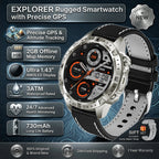 Smartwatch für Herren GPS Offline-Karten 2G ROM 10ATM Wasserdicht Herzfrequenz Tauchen Skifahren Wandern Robuste Smartwatch für Damen und Herren