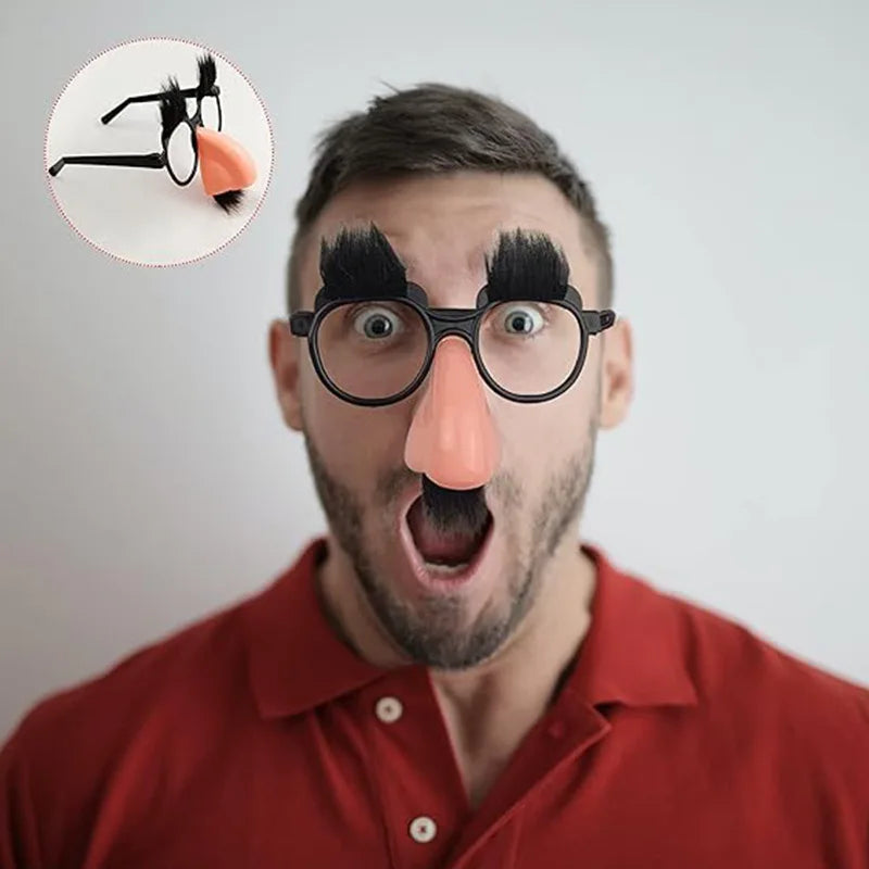 Scherzbrille Lustige Brille mit großer Nase, Augenbrauen / Schnurrbart für Halloween-Geburtstagsfeiern, lustige Foto-Requisiten
