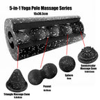 5-in-1 Faszienrollen-Set zur Muskelregeneration – Vibrations-Schaumstoffrolle & Erdnuss-Massageball für Rücken, Nacken, Beine und Yoga-Workouts