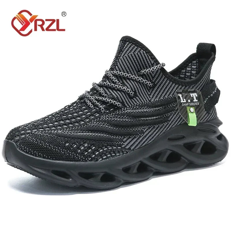 YRZL Herren Sportschuhe Laufen Schwarz Jogging Freizeit Sneaker Outdoor Atmungsaktives Mesh Damen Leichte Stoßdämpfung Schwarz Tennis