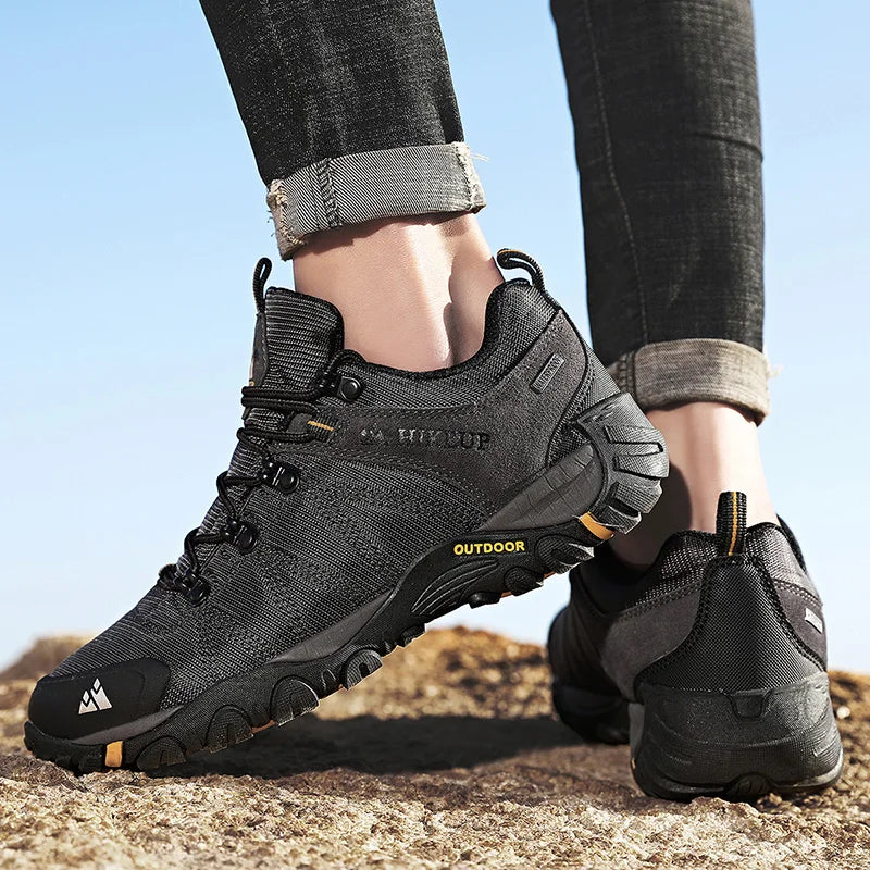HIKEUP Rutschfeste Herren Wanderschuhe Atmungsaktive Outdoor Abriebfeste Spritzwassergeschützte Kletterschuhe Herren Sneaker Tourismus Bergschuhe