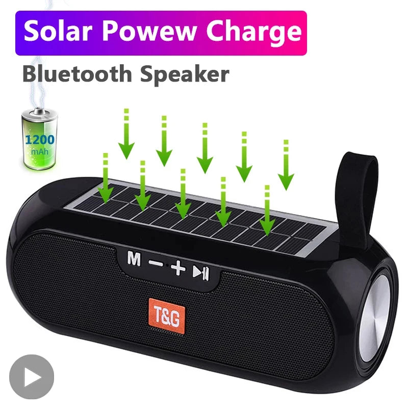 Solar Radio FM Outdoor Tragbarer Kabelloser Bluetooth-Lautsprecher Musik Soundbox Subwoofer Bass Aux PC TV Computer TV Hifi Stereo Mp3