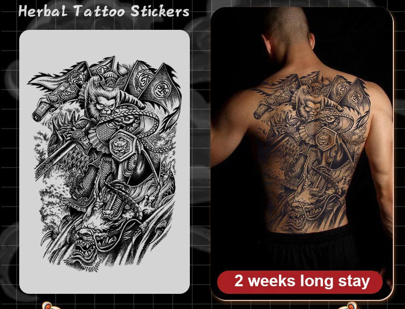 Magic Juice Tinte Wasserdichte Tattoo Aufkleber Große Größe Kräutersaft Temporäre Tattoos Männer Body Art Drache Tiger
