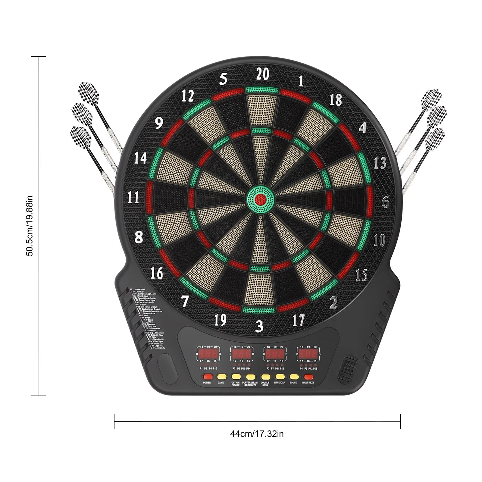 Elektronische Dartscheibe mit 6 Darts Dartboard Innovativer Dartautomat mit 27 Spielmodi & 243 Varianten unterstützt bis zu 16 Spieler