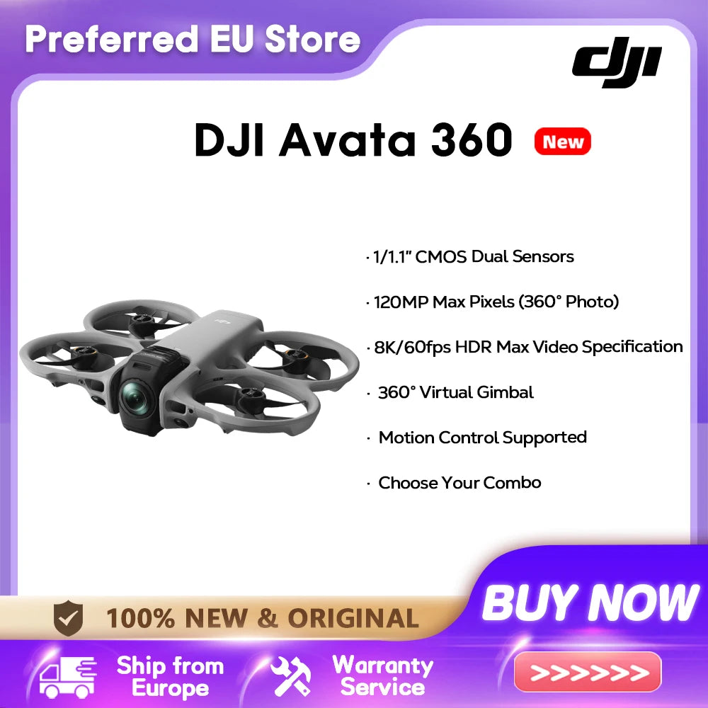 DJI Avata 360 Drone 1-Inch Sensor 8K HDR Panoramic Drone 4K Single Lens Mode 20km Range 4G Enhanced Transmission FPV Quadcopter Avata 360 Brand New