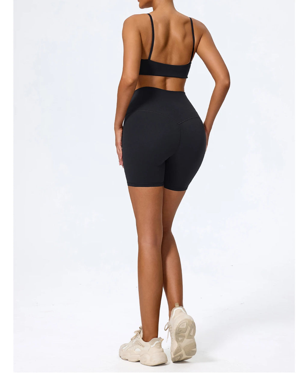 Hearuisavy Sommer Superweiches 2-teiliges Damen-Sportshorts-Set atmungsaktives Fitness-Yoga-BH Freizeit-Push-Up-Workout-Crop-Top