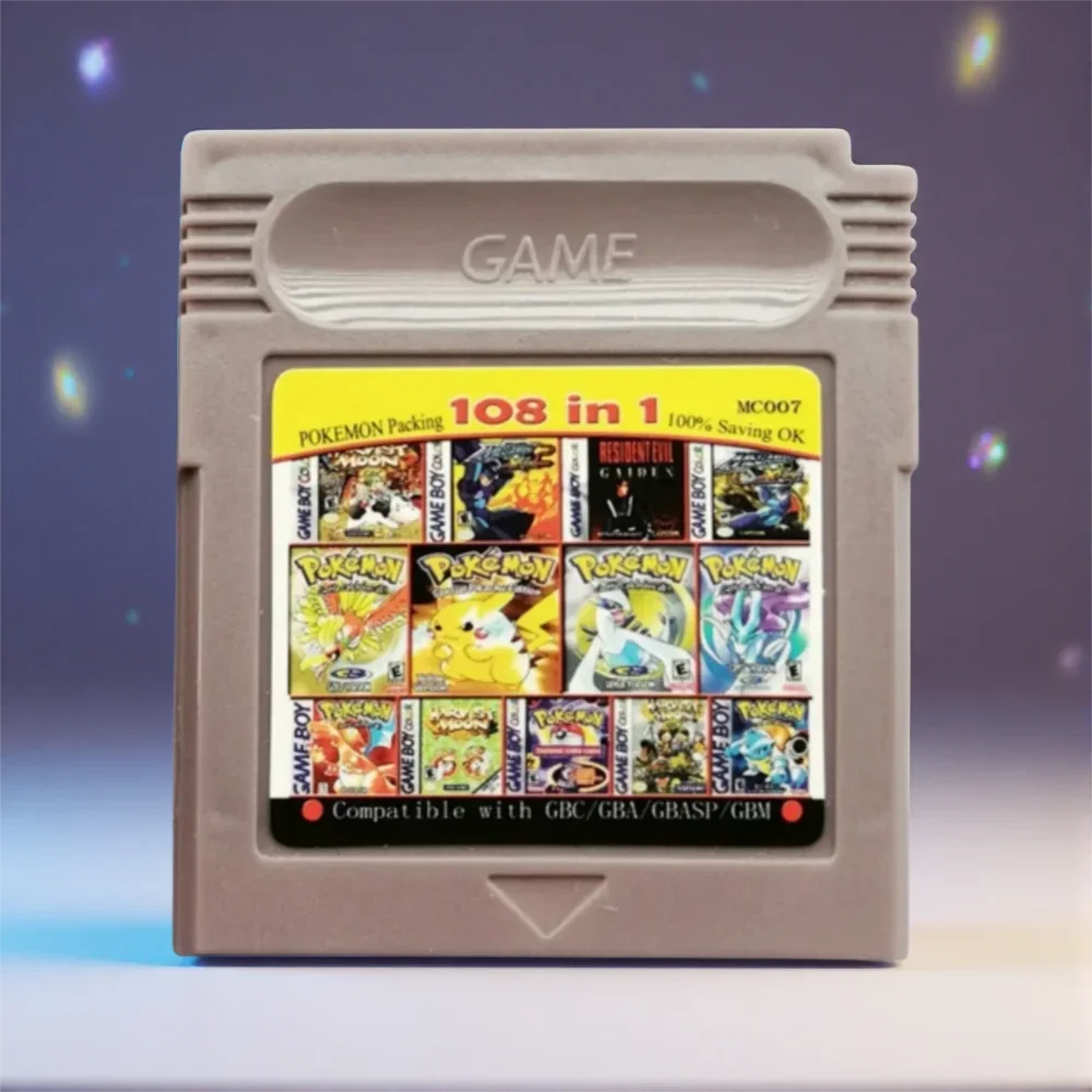 GBC Game Combo Pokémon Serie 61in1 108in1 Game Videospielkassette Karte, englische Version für GBC/GBA/SP/GBM