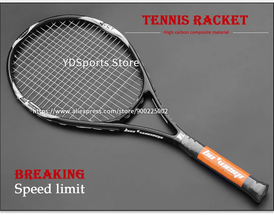 Hochwertiger Tennisschläger aus Carbon-Aluminiumlegierung, besaitet, für Erwachsene, 4-1/4 Zoll Griffstärke, inklusive Schlägertasche, für Herren und Damen