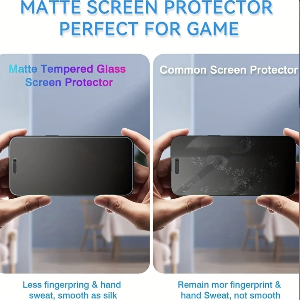 3-5-teiliges Set aus matter Displayschutzfolie aus gehärtetem Glas für iPhone 17, 16e, 16, 15, 14, 13, 12, 11 Pro Max, XS, XR, Sichtschutz, mattiert, Blendschutz