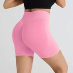 TEVEO Damen Yoga Shorts Dehnbar Atmungsaktiv Peach Butt Lift Fitness Laufshorts High Waist Stretch Schweißableitend