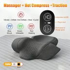 Elektrisches Nackenmassagegerät, Nackenkissen, Heiße Kompresse, Nackenstreckung, Heizung, Vibration, Nacken-Schultermassagekissen, Rückenstreckung