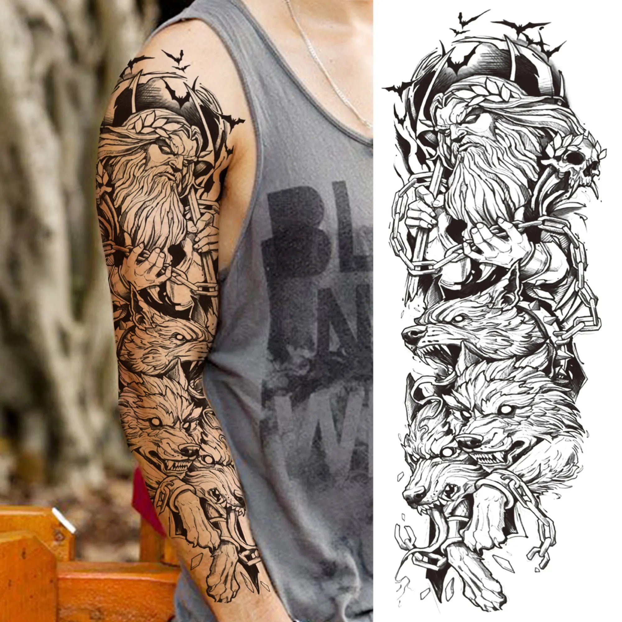 Kompass Roboterarm Temporäre Tattoos Ärmel für Männer Frauen Realistische Gefälschte Totenkopf Engel Ganzarm Tattoos Maori Totem Tattoo Aufkleber