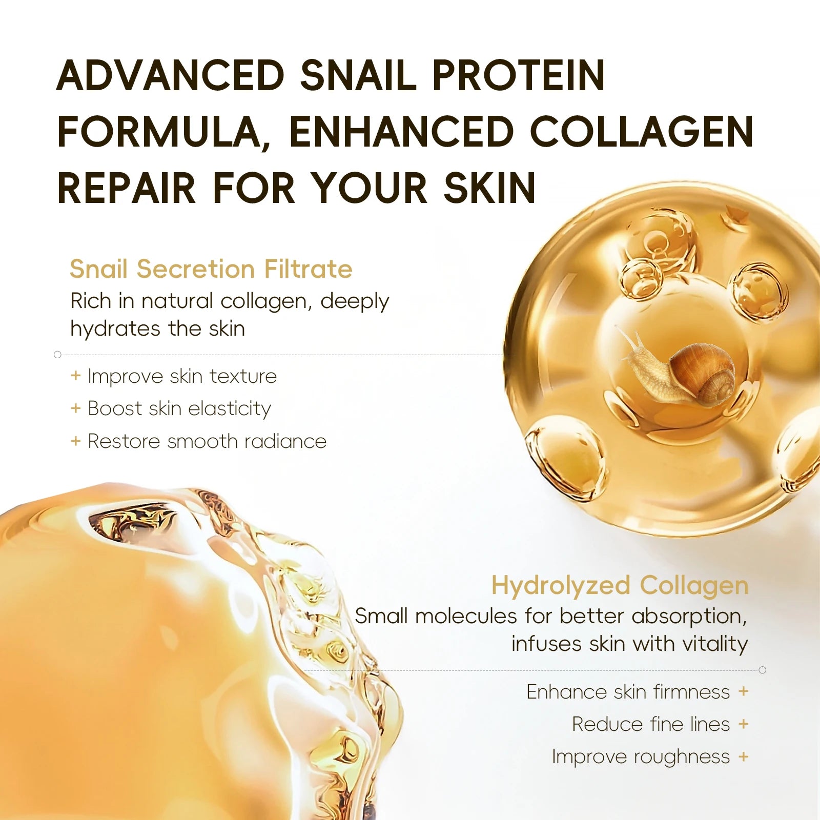 LAIKOU Korea Schnecken-Kollagen-Essenz-Maske, feuchtigkeitsspendende Tuchmaske, Anti-Falten-Gesichtsmaske, straffende Hautpflege, 25g*20 Stück