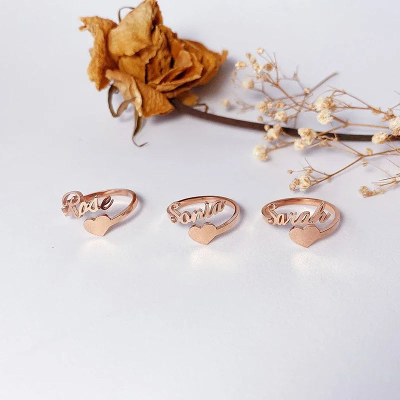 Personalisierter, individueller Liebesnamensring, modische Paarringe zum Valentinstag, Freundinnen-Geschenk, Herz-Ehering, Damenschmuck