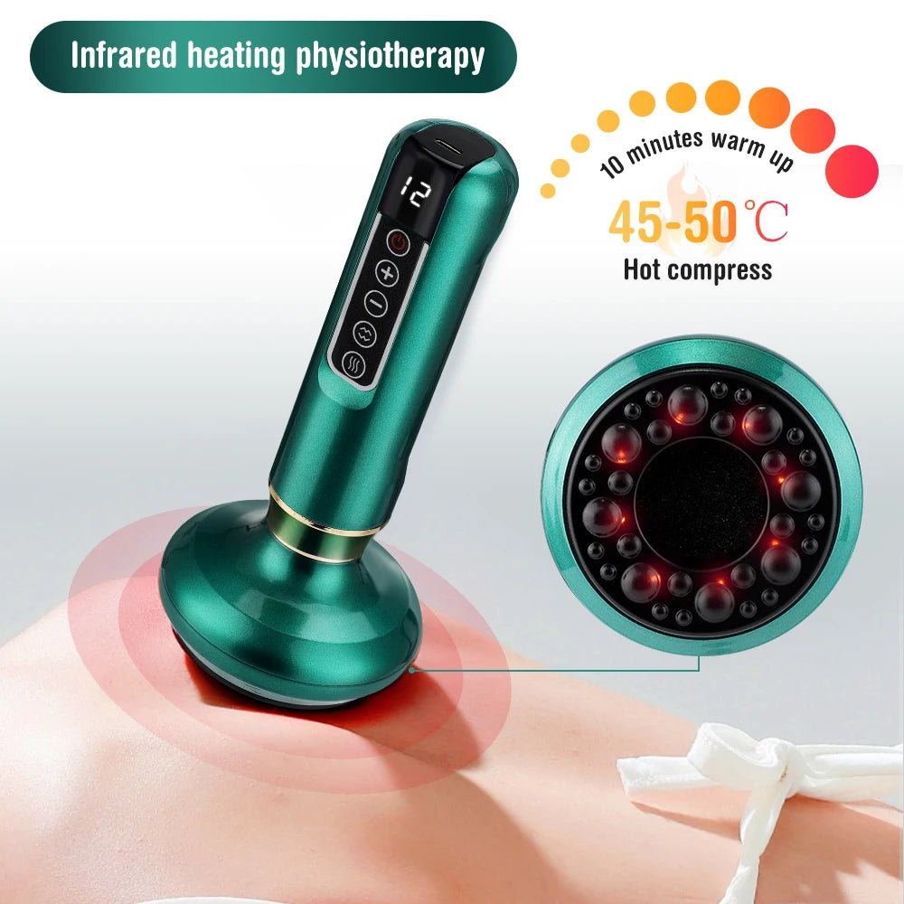 Intelligentes Körpermassage-Schröpfgerät mit Saugfunktion, 6/12 Stufen Anti-Cellulite Heizdosen, Rücken Guasha Schaben, Chinesische Meridiane