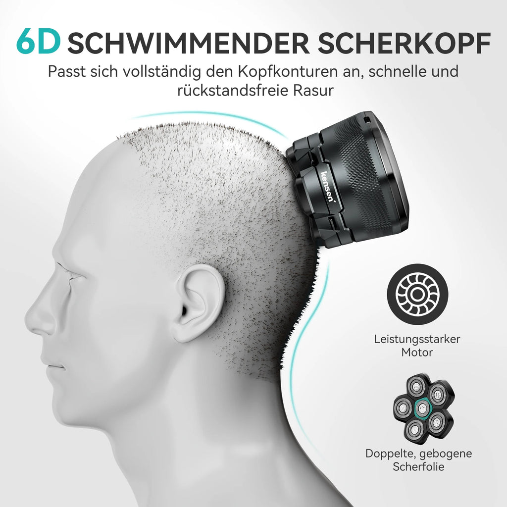 KENSEN 6D Magnetischer schwebender Elektrorasierer für Herren Nass-/Trockenrasierer Haartrimmer USB wiederaufladbarer LED-Display Barttrimmer