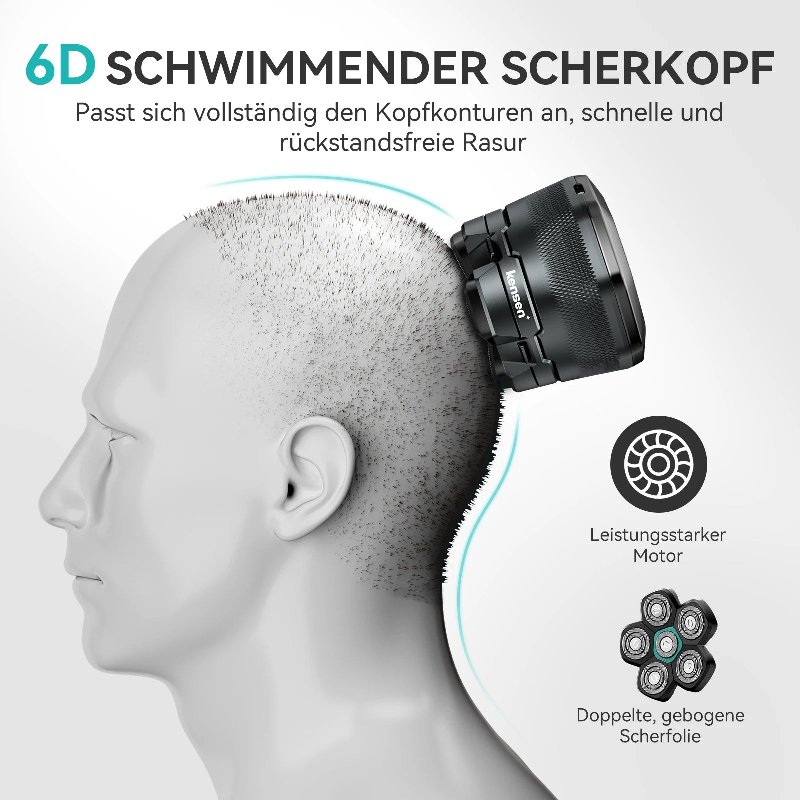 KENSEN 6D Magnetischer schwebender Elektrorasierer für Herren Nass-/Trockenrasierer Haartrimmer USB wiederaufladbarer LED-Display Barttrimmer