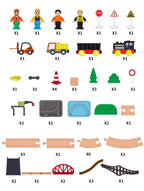 55tlg/Set Holzeisenbahn Gleis-Set Elektrischer Zug Magnetisches Auto Druckguss-Slot Passend für alle Marken Birke Holzschienen-Montagespielzeug Jungen-Geschenk