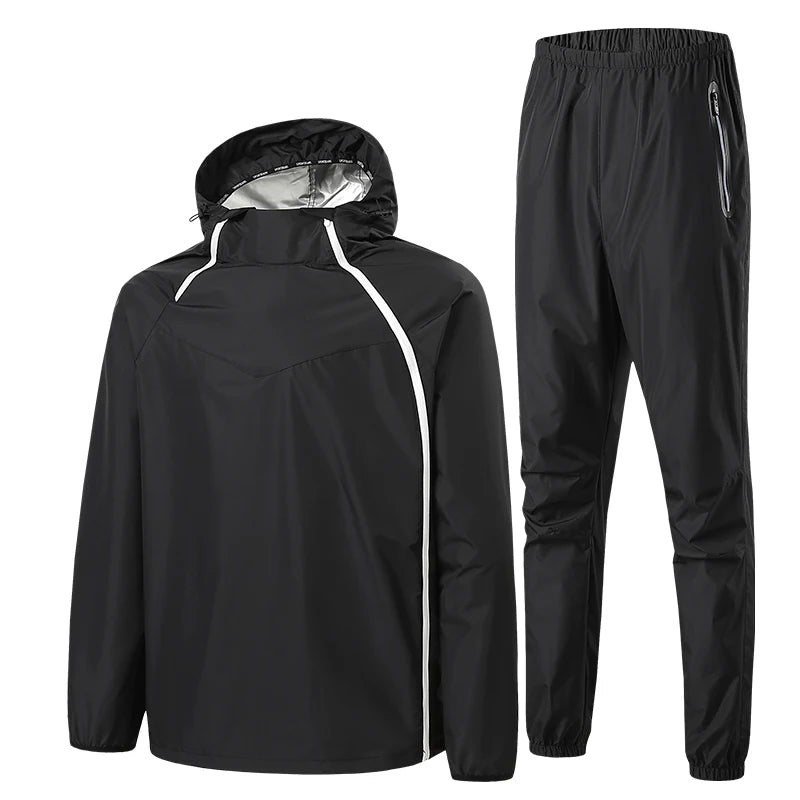 Herren-Sport-Fitness-Laufset mit doppeltem Reißverschluss Damen-Lauf-Fitness-Abnehm-Schwitz-Set mit doppeltem Reißverschluss zum leichten Abnehmen