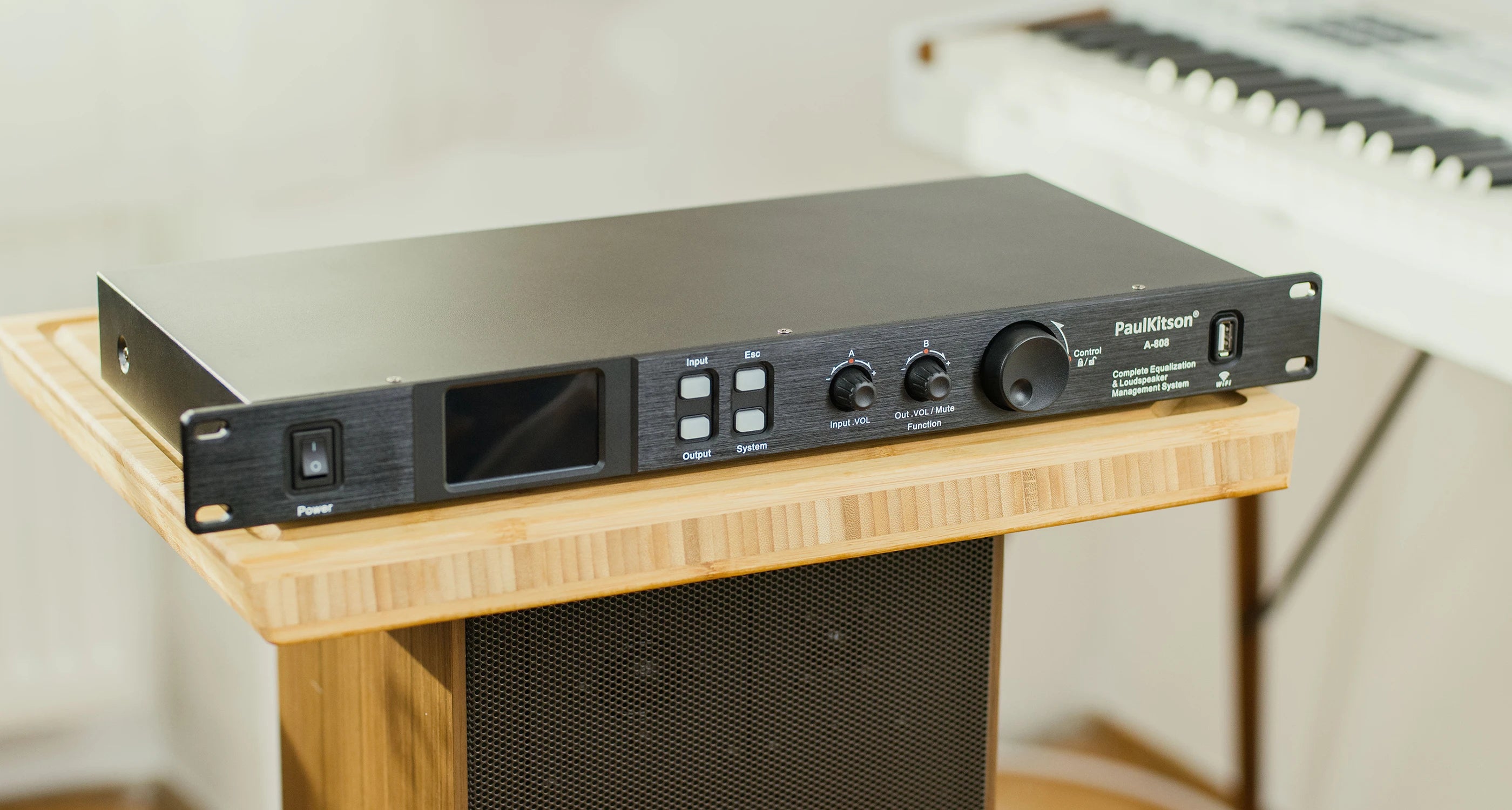 Paulkitson A808 Prozessor Digitaler professioneller Audioprozessor 8 In 8 Out 32Bit DSP 7-Band EQ Equalizer WIFI USB Ohne Rauschen