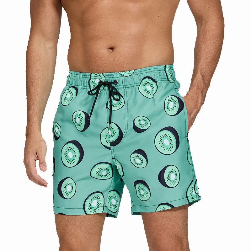 DATIFER Herren Sport-Badeshorts im neuen Stil Polyester-Druck Fitness-Badehose Surfen Badehose Badebekleidung