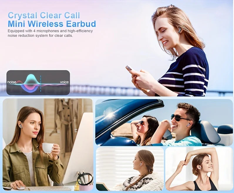 Drahtlose Kopfhörer 40dB Geräuschunterdrückung Bluetooth 5.3 Kopfhörer 6 Mikrofone ENC mit LED-Anzeige HD-Anruf TWS-Ohrhörer Transparenzmodus
