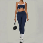 2PCS Damen Yoga-Set Hohe Taille Peach Hip Herausnehmbare Polsterung Sport-BH Hose Fitnessanzug Laufen Workout Gym Leggings Yoga-Set