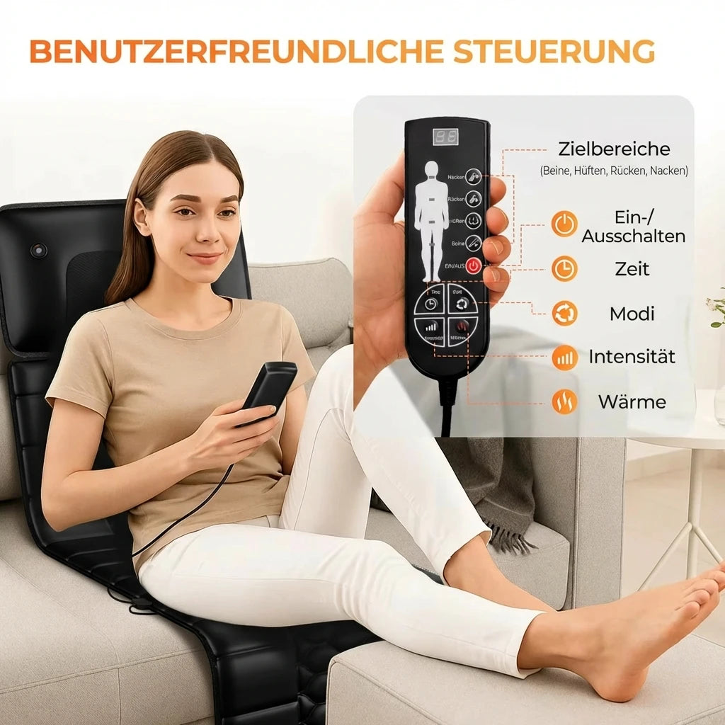 Shiatsu-Massagematte, Ganzkörper-Vibrationsheizung, Tiefengewebs-Schmerzlinderung für Rücken, Nacken, Beine, Massageauflage für Zuhause oder Büro