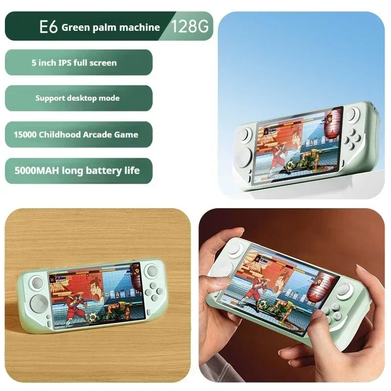 E6 Handheld-Spielemaschine konkurriert mit der neuen großen 3D-Handheld-Spielekonsole mit 5-Zoll-Großbildschirm, tragbare Spielekonsole