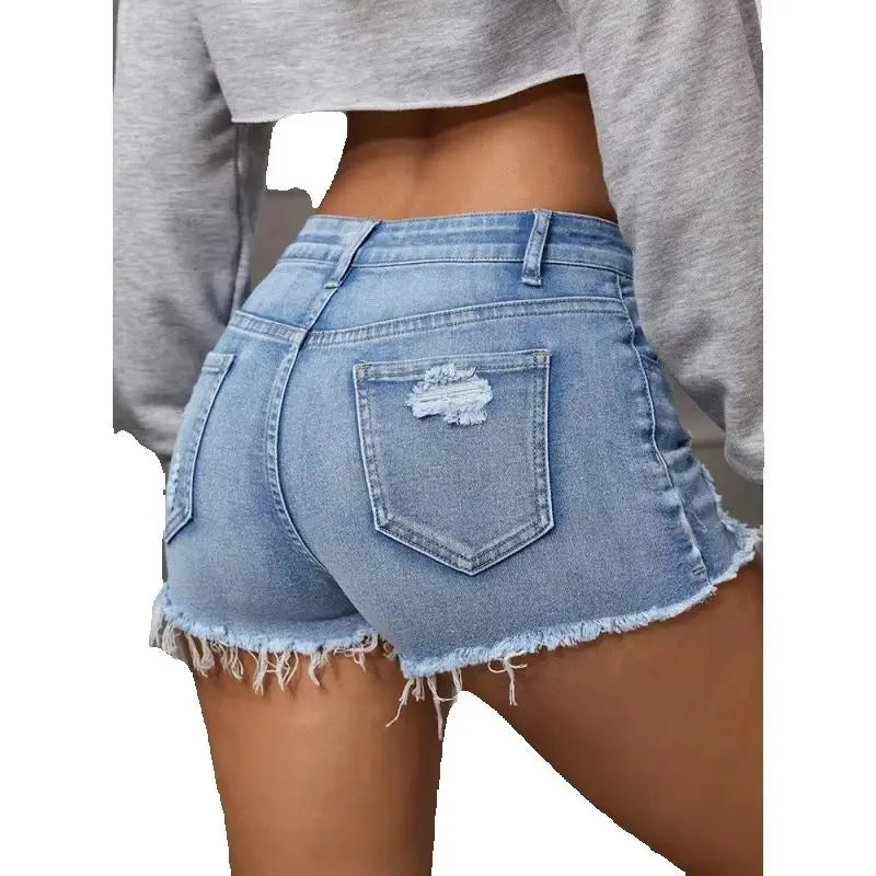 Damen Hotpants Jeans Shorts Zerrissen Kurze Hose Distressed A-Linie High Waist Sommer Streetwear Skinny Hot Pants Mode Freizeitkleidung Hauptbild