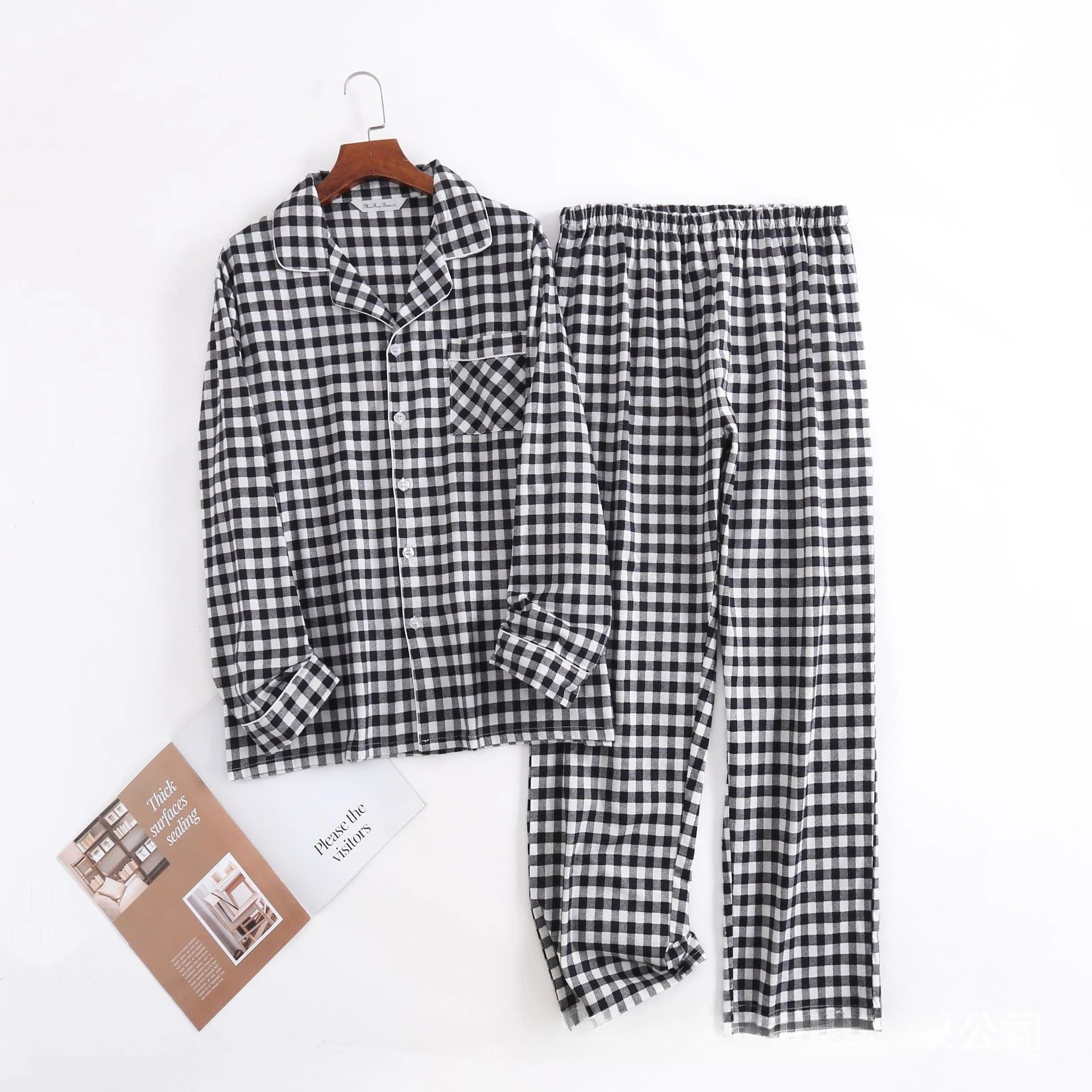 Herren-Hausanzüge Langärmelige Hosenanzüge für Herbst und Winter Pyjamas für Herren Flanell Kariertes Design Pyjamas für Herren