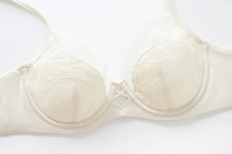 Luxuriöses Damen-Dessous-Set, sexy Spitzenstickerei, Unterwäsche, französischer dünner Cup, Push-up-BH, atmungsaktives Sommer-Mesh, Intimates BH-Sets