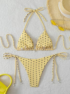 Sexy Micro-Bikini-Sets mit Perlenpunktdruck, Bademode 2026, Badeanzug für Damen, Strandkleidung, Damen Strand Sommer Bikini, zweiteiliger Badeanzug