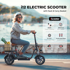 ISCOOTER i12 Elektroroller für Erwachsene 500W Motor E-Scooter 36V7.5AH Akku Elektroroller 12 Zoll Straßenreifen Elektroroller