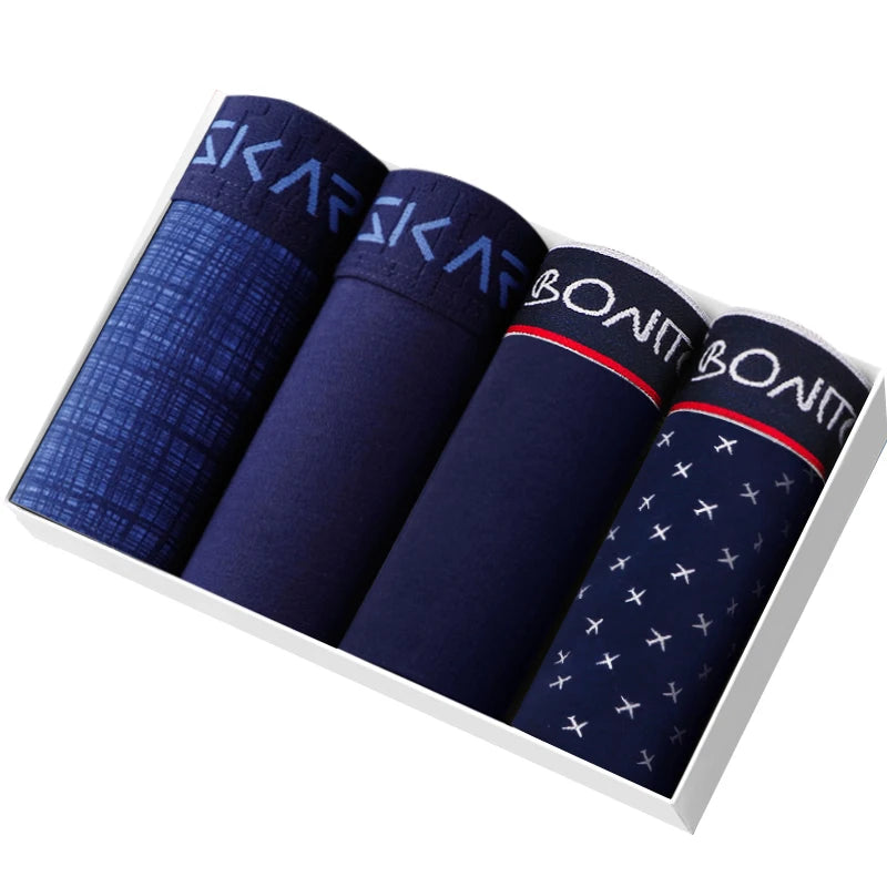 4 Stück Boxershorts Herrenslips Homme Unterhosen Boxershorts Unterwäsche für Männer Baumwolle Herren-Paar Sexy Set Calecon Lot Soft Box