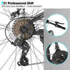 Hiland Mountainbike mit Vollfederung für Herren, 21 Gänge, 26 Zoll Laufrad, Scheibenbremsen vorne und hinten, für Herren, Damen, Erwachsene